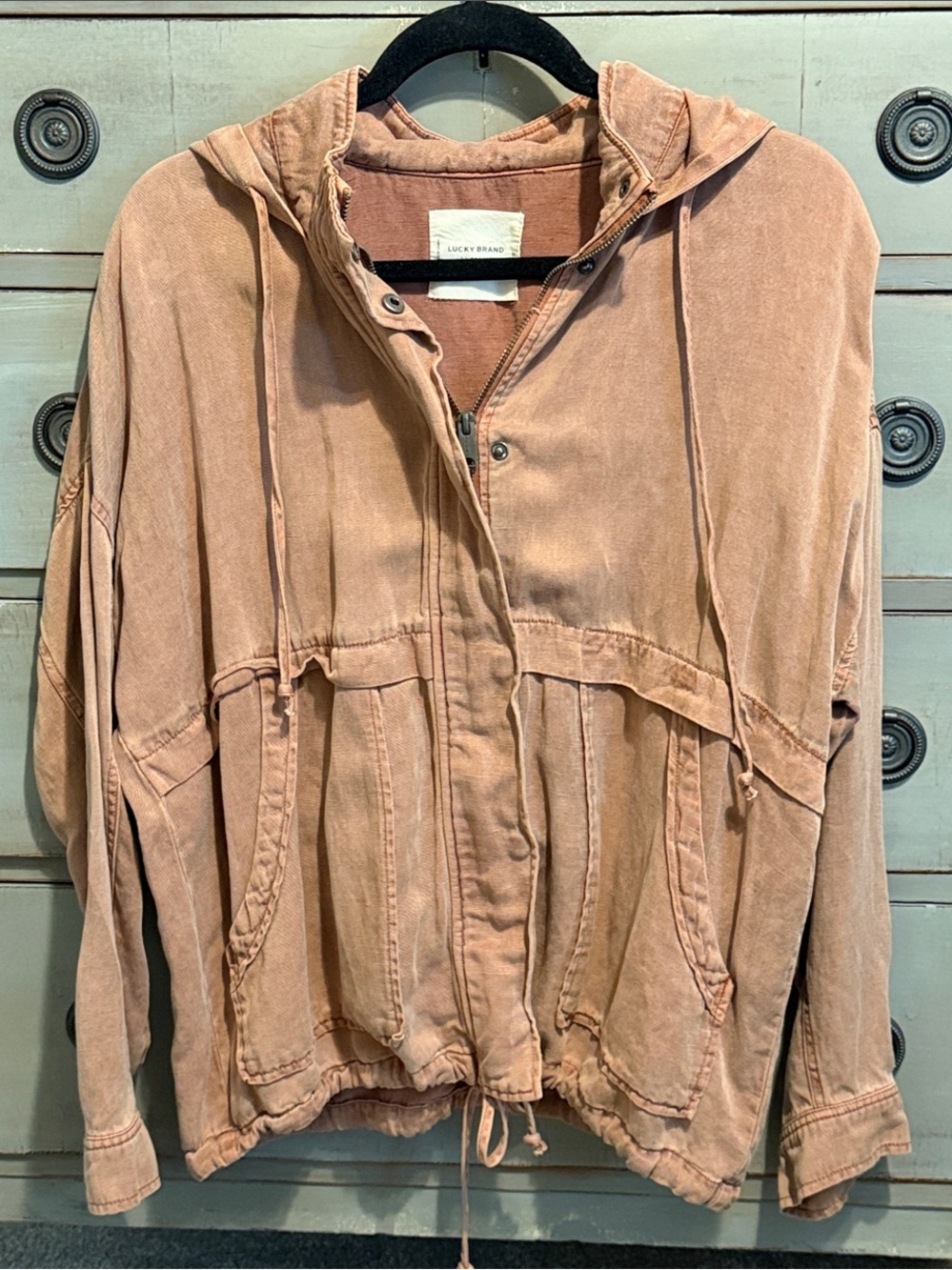 Lucky Brand Women’s Dusty Pink Tencel Hooded Jacket